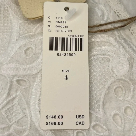 Anthropologie Letmebe Embroidered Eyelet Lace Peplum White Tunic NWT Size 4 - Picture 12 of 16